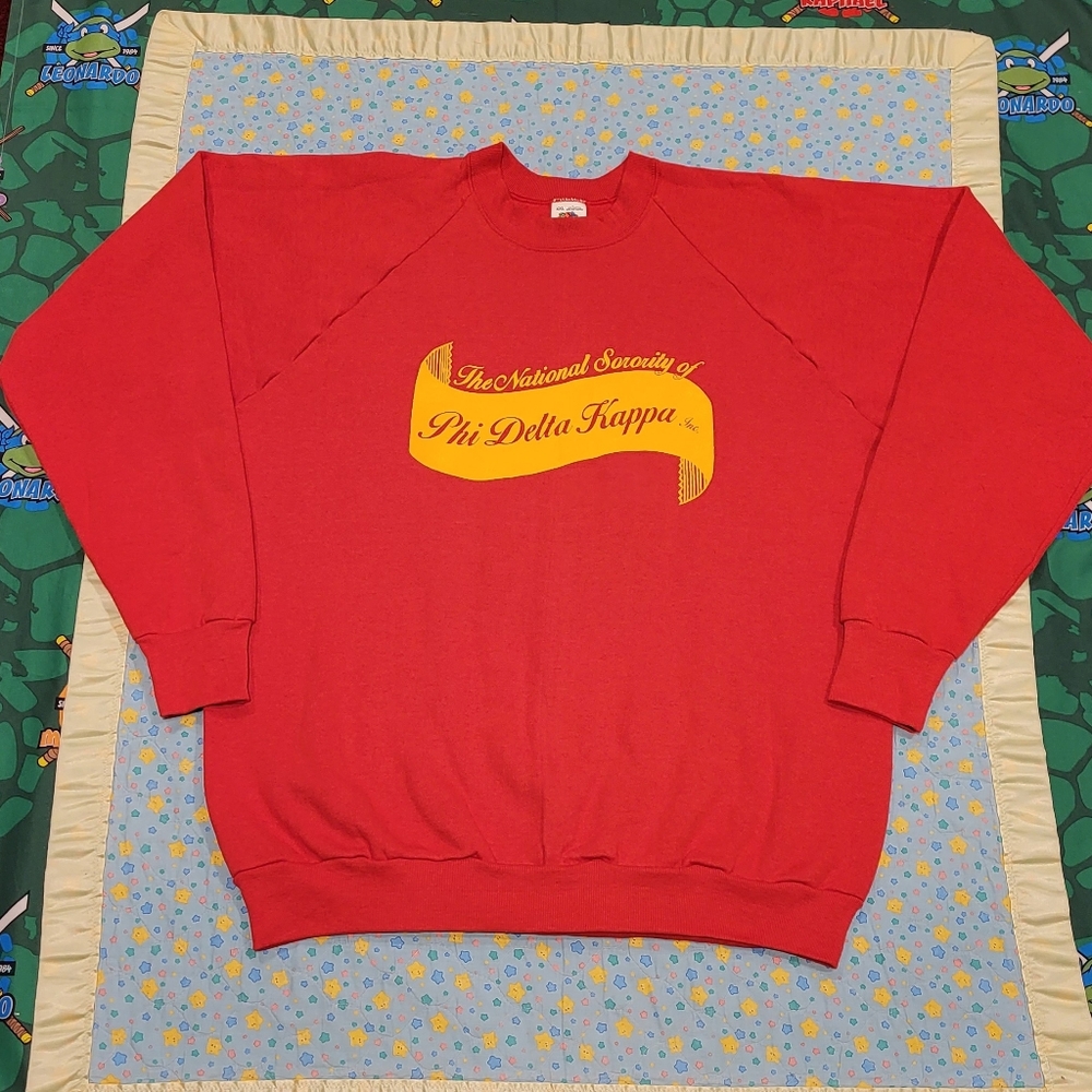 🏫🏠 Vtg 🔥 Phi Delta Kappa 💎 Sorority Sweater XXL ♥️ 80s 90s Made in USA 🇺🇸